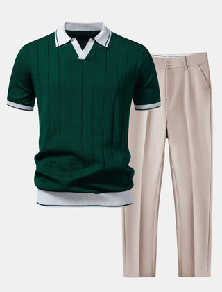 Crosby | Knit Polo and Tapered Trouser Set – Green