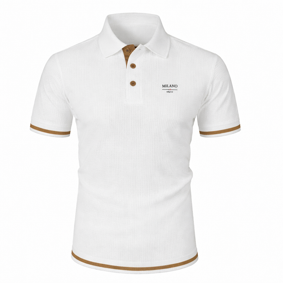 Jasper | Modern Polo with Printed Detail – White