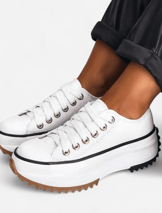 Gwendolyn | Leather Platform Fashion Sneakers – Alpine White