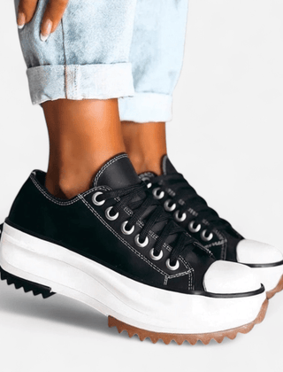 Gwendolyn | Leather Platform Fashion Sneakers – Black