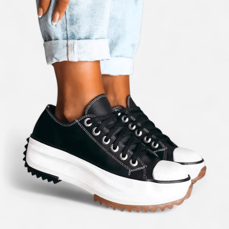 Gwendolyn | Leather Platform Fashion Sneakers – Black