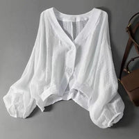 Phoebe | Linen Blend Button Blouse