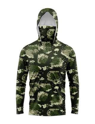 Keane | Men's Hooded Fishing Shirt with UPF 50+ – Green Camo