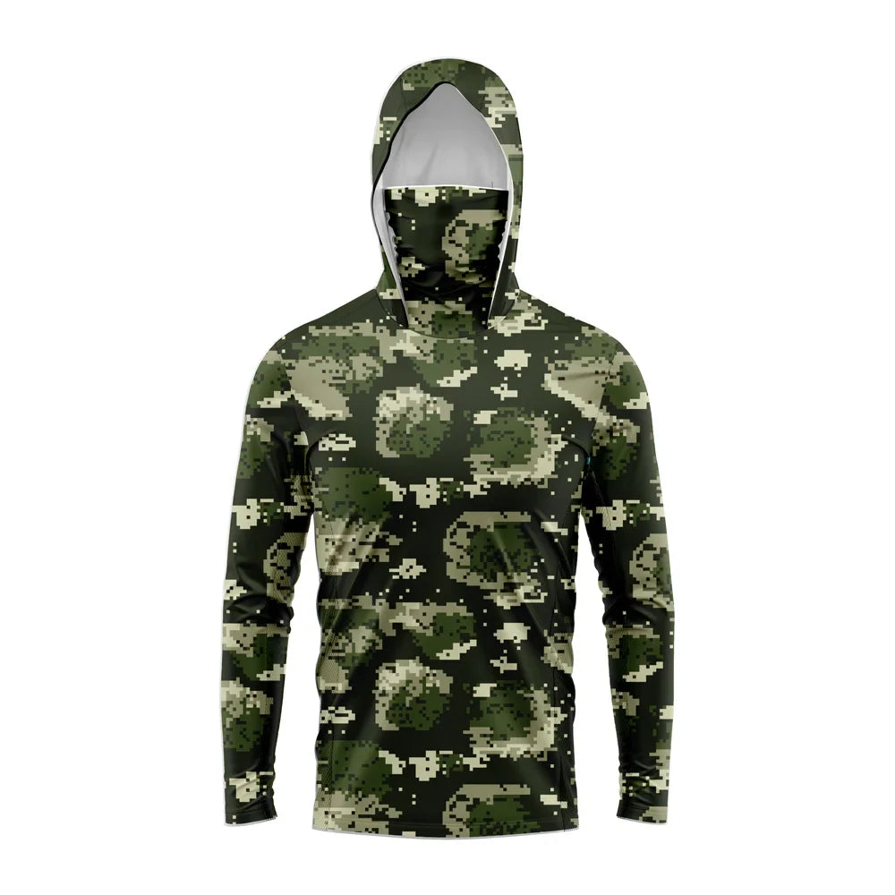 Keane | Men's Hooded Fishing Shirt with UPF 50+ – Green Camo
