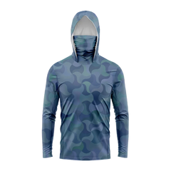 Keane | Men's Hooded Fishing Shirt with UPF 50+ – Blue Camo