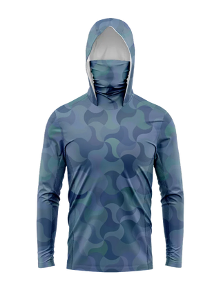 Keane | Men's Hooded Fishing Shirt with UPF 50+ – Blue Camo