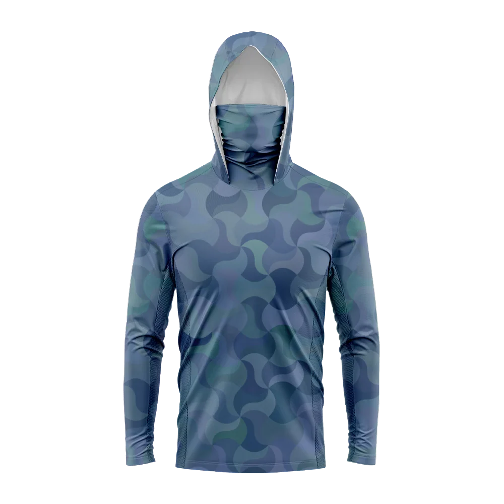 Keane | Men's Hooded Fishing Shirt with UPF 50+ – Blue Camo