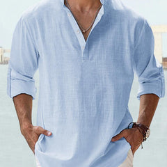 Otis | Breathable Linen Button Shirt – Blue
