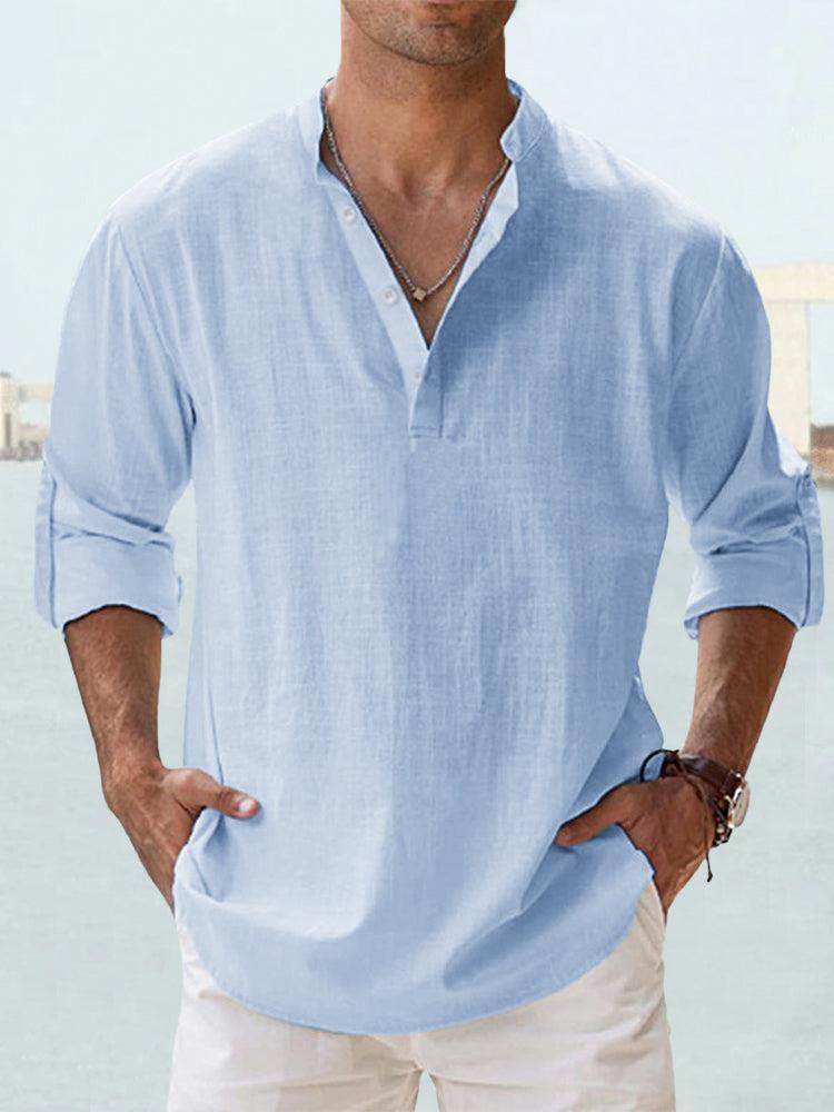 Otis | Breathable Linen Button Shirt – Blue