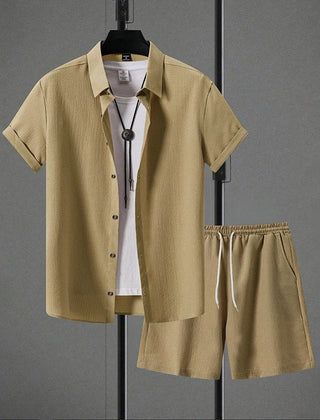 Tobin | Button-Up Summer Shorts Set – Khaki