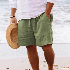 Tate | Men's Casual Linen Beach Shorts with Pockets – Green