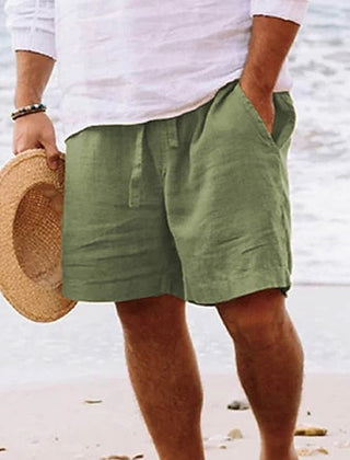 Tate | Men's Casual Linen Beach Shorts with Pockets – Green