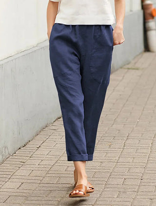 Pippa | Wide Leg Pants with Pockets – Navy