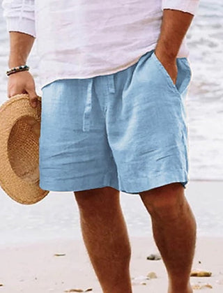 Tate | Men's Casual Linen Beach Shorts with Pockets – Light Blue