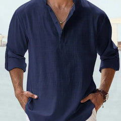 Otis | Breathable Linen Button Shirt – Navy