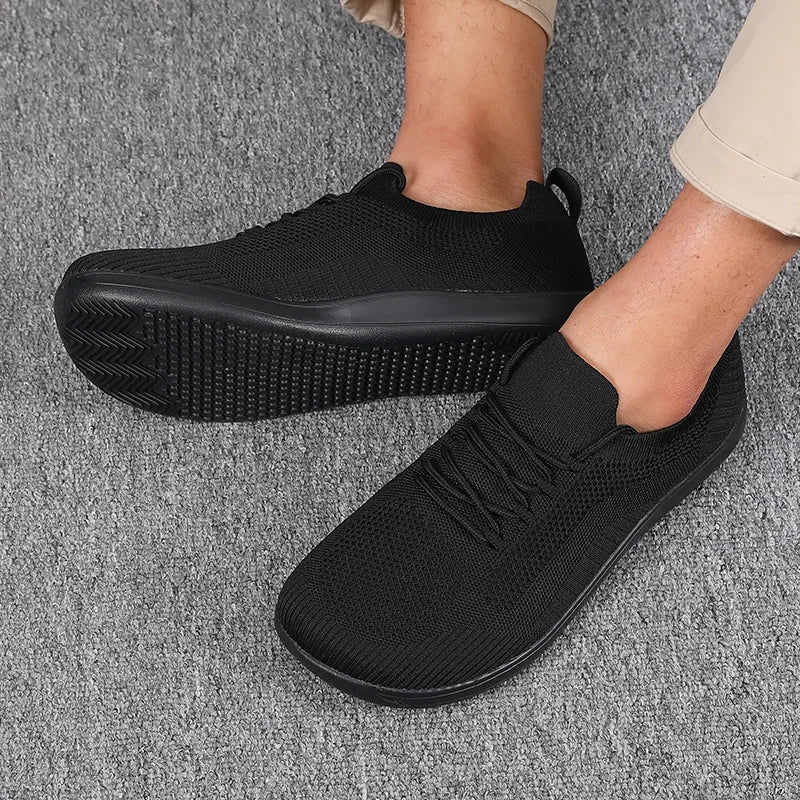 Dalton | Breathable Mesh Wide Toe Sneakers – Black