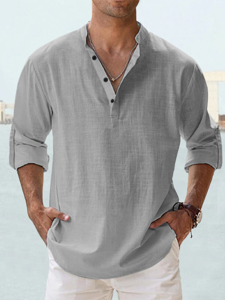 Otis | Breathable Linen Button Shirt – Grey