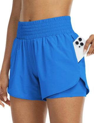 Poppy | High-Waisted Track Shorts with Pockets – Blue