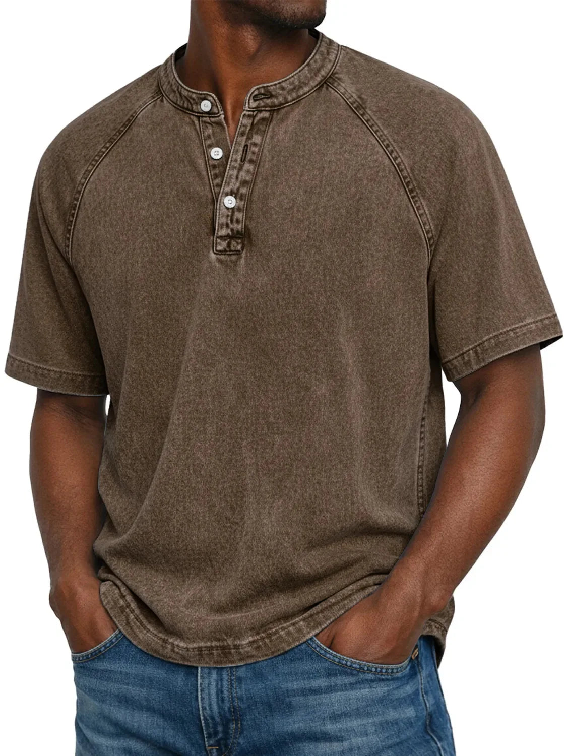 Archer | Men's Vintage Button-Up Shirt – Brown