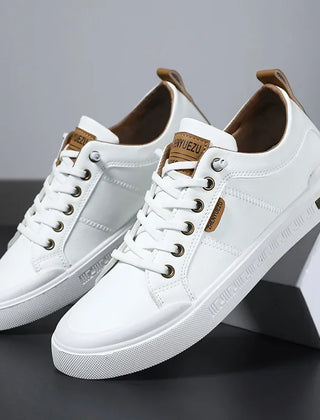 Griffin | Two-Tone Leather Court Sneakers – White & Brown