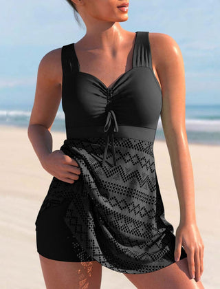 Ottilie | Women's Skirted Tankini with Built-In Shorts – Black