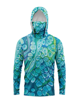 Keane | Men's Hooded Fishing Shirt with UPF 50+ – Turquoise Marble