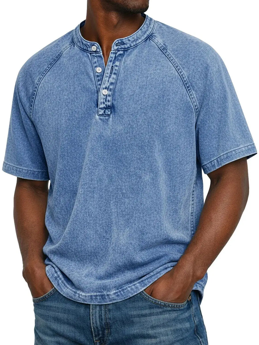 Archer | Men's Vintage Button-Up Shirt – Blue