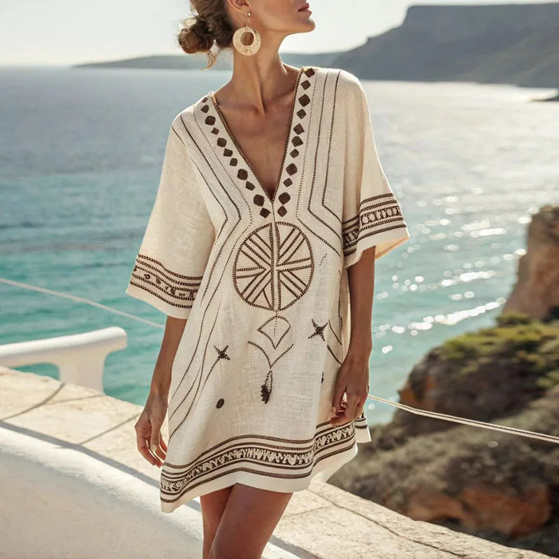 Lottie | Gold & White Floral Dress – Gold & White Print