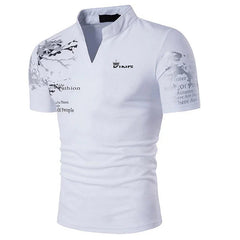 Reid | Regular Fit Polo with V-Neck – White