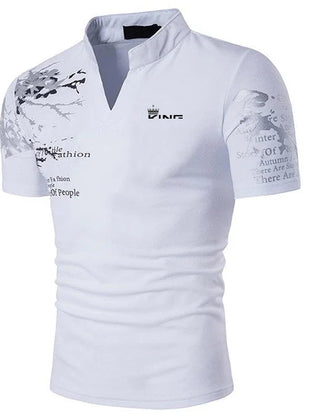 Reid | Regular Fit Polo with V-Neck – White