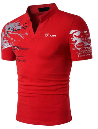 Reid | Regular Fit Polo with V-Neck – Red