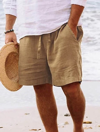 Tate | Men's Casual Linen Beach Shorts with Pockets – Beige