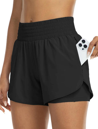 Poppy | High-Waisted Track Shorts with Pockets – Black