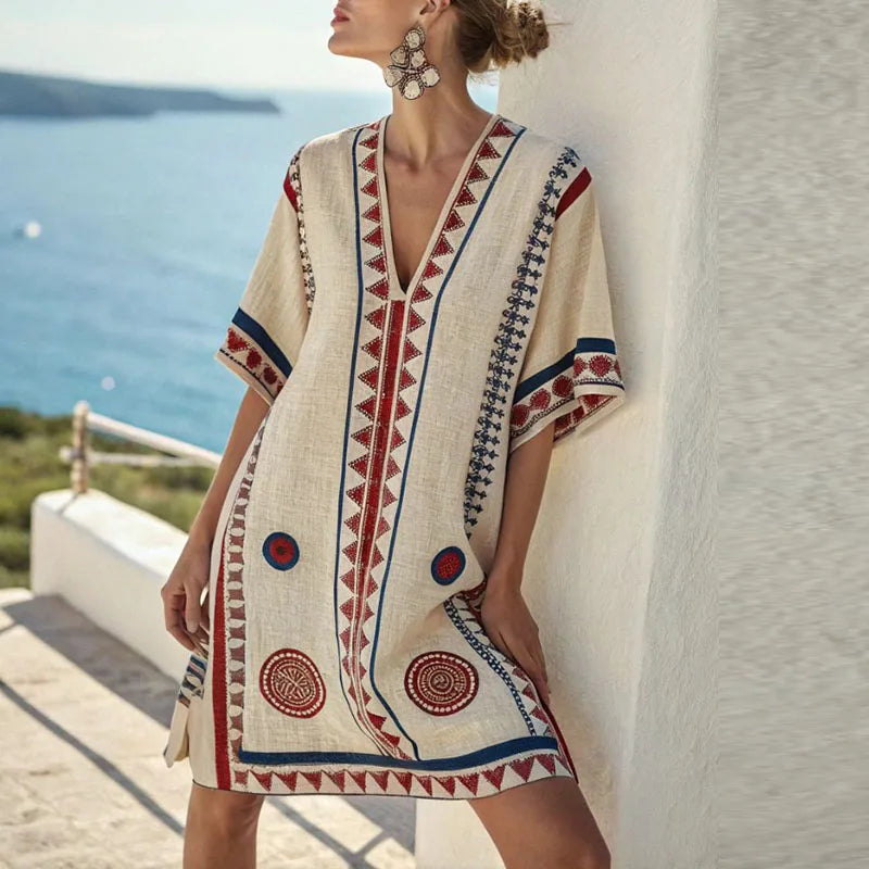 Tilly | Wine Red Floral Dress – Wine Red & Blue Print
