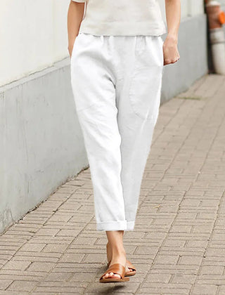 Pippa | Wide Leg Pants with Pockets – White