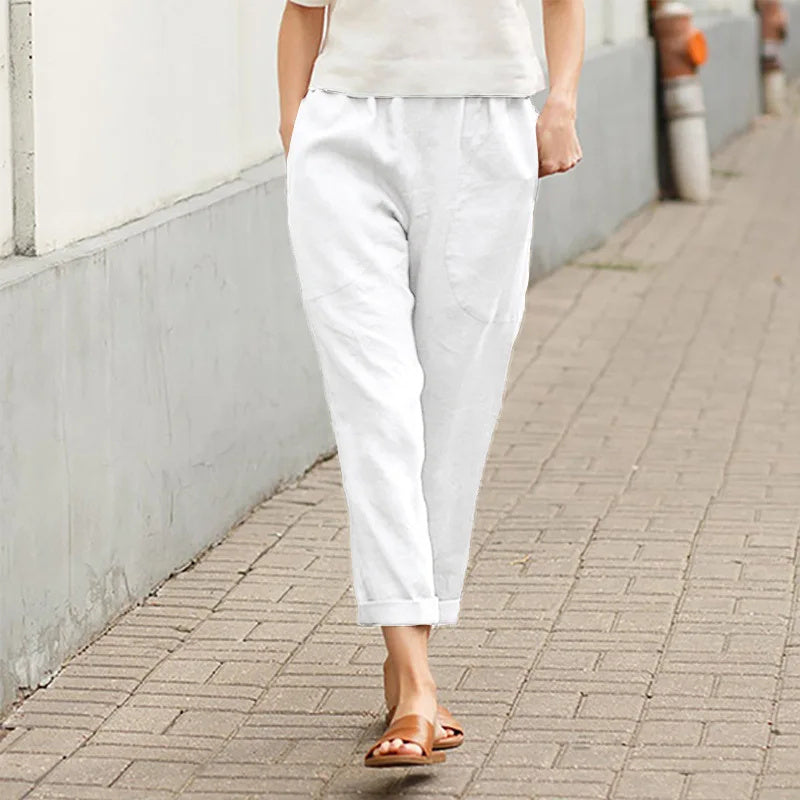 Pippa | Wide Leg Pants with Pockets – White