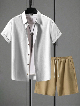 Tobin | Button-Up Summer Shorts Set – White