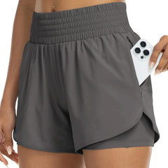 Poppy | High-Waisted Track Shorts with Pockets – Dark Grey