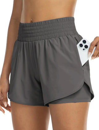 Poppy | High-Waisted Track Shorts with Pockets – Dark Grey