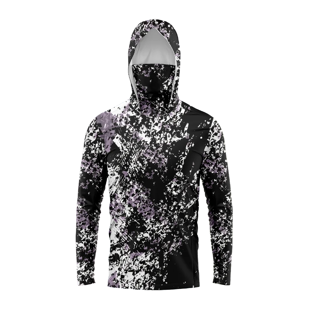 Keane | Men's Hooded Fishing Shirt with UPF 50+ – Black Splatter