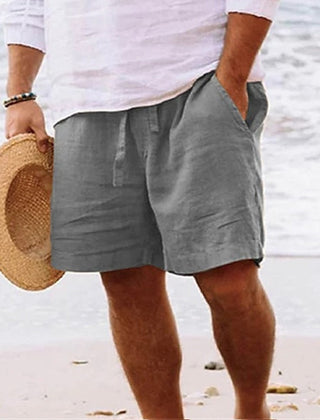Tate | Men's Casual Linen Beach Shorts with Pockets – Grey