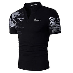 Reid | Regular Fit Polo with V-Neck – Black
