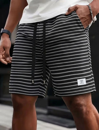 Niall | Waffle Knit Jogger Shorts – Black