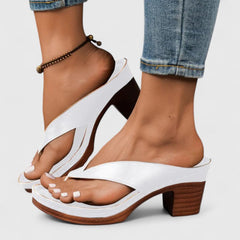 Sasha | Cushioned Orthopaedic Block Heels – White