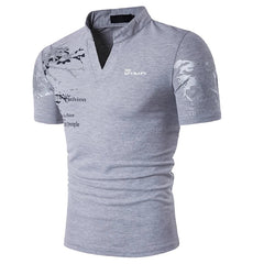 Reid | Regular Fit Polo with V-Neck – Grey