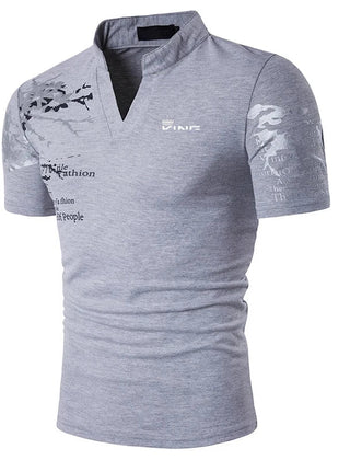 Reid | Regular Fit Polo with V-Neck – Grey