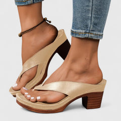 Sasha | Cushioned Orthopaedic Block Heels – Gold