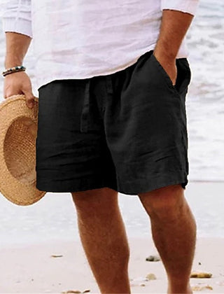 Tate | Men's Casual Linen Beach Shorts with Pockets – Black
