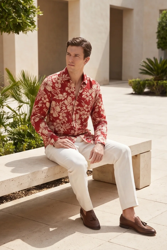 Ike | Slim Fit Floral Shirt with Stretch Fabric