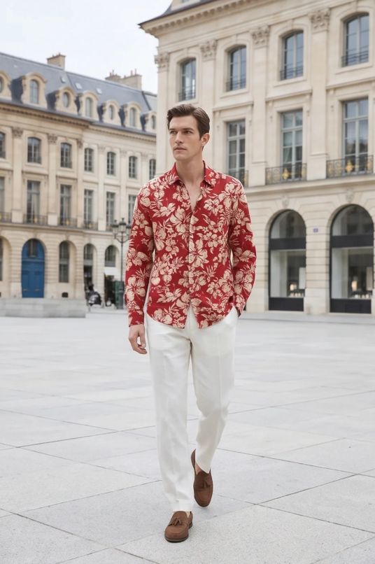 Ike | Slim Fit Floral Shirt with Stretch Fabric